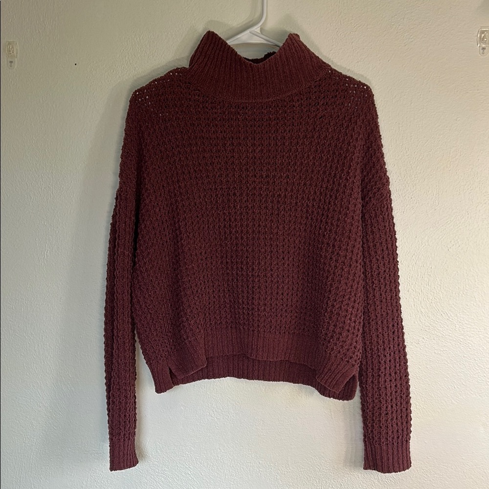 Women's Burgundy Turtleneck Sweater